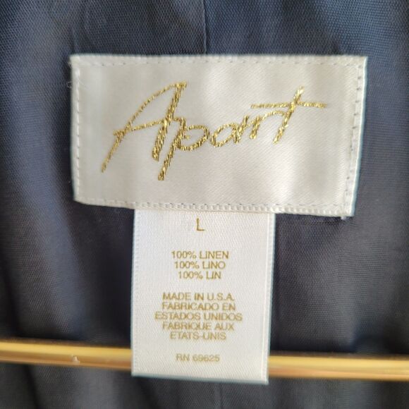 Vintage APART Linen Vest Size L Postal Stamp Print Lined Academia USA - Picture 5 of 6